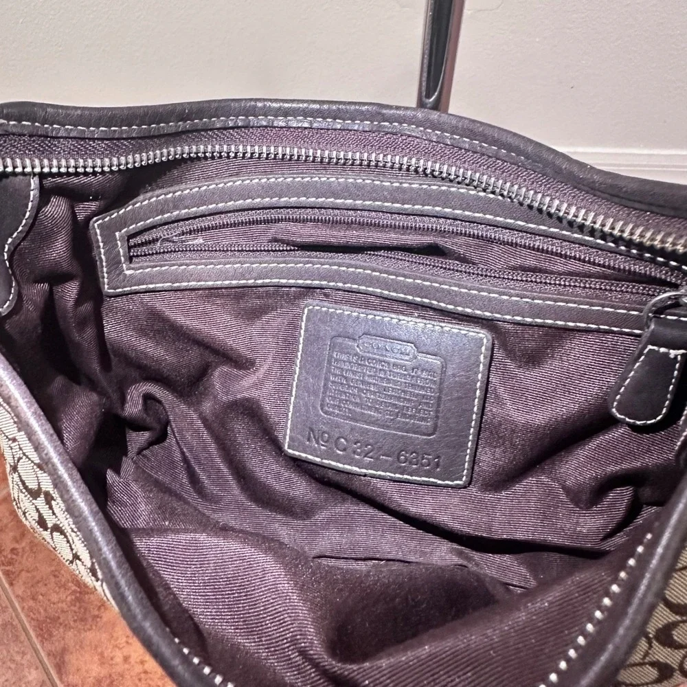 Vintage Coach Y2K Signature Monogram Canvas 6351 Hobo Bag Women S Brown